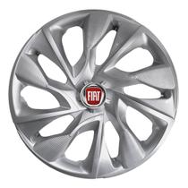 Calota esportiva ds4 15 silver + emblema fiat vermelho