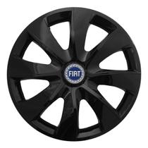 Calota esportiva prime 13 black + emblema fiat azul