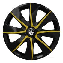 Calota esportiva prime 13 black yellow + emblema renault