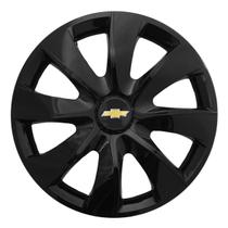 Calota esportiva prime 14 black + emblema alumínio gm preto