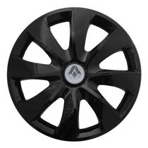 Calota esportiva prime 14 black + emblema alumínio renault prata Calota esportiva prime 14 black + emblema alumínio renault prata