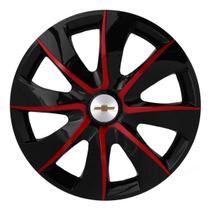Calota esportiva prime 14 black red + emblema alumínio gm escovado Calota esportiva prime 14 black red + emblema alumínio gm escovado