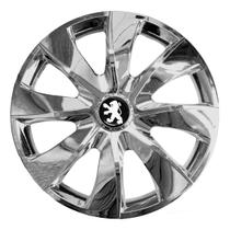 Calota esportiva prime 14 chrome + emblema peugeot