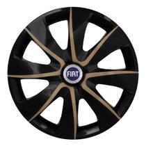 Calota esportiva prime 14 gold + emblema alumínio fiat azul