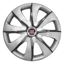 Calota esportiva prime 14 silver graphite + emblema alumínio fiat vermelho