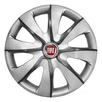 Calota esportiva prime 14 silver graphite + emblema fiat vermelho