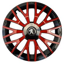 Calota esportiva triton 14 black red + emblema resinado peugeot Calota esportiva triton 14 black red + emblema resinado peugeot