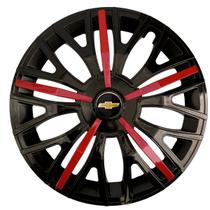 Calota esportiva triton sport 14 black red + emblema resinado gm chevrolet
