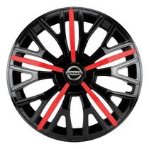 Calota esportiva triton sport 14 black red + emblema resinado nissan