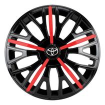 Calota esportiva triton sport 14 black red + emblema resinado toyota