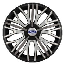 Calota esportiva triton sport 14 black silver graphite + emblema resinado ford