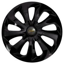 Calota esportiva velox 14 black + emblema alumínio gm escovado