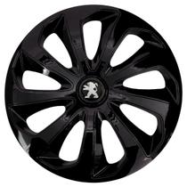 Calota esportiva velox 14 black + emblema resinado peugeot