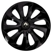 Calota esportiva velox 14 black + emblema resinado renault
