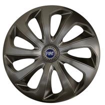 Calota esportiva velox 14 graphite + emblema resinado fiat azul