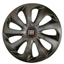 Calota esportiva velox 14 graphite + emblema resinado fiat vermelho