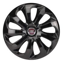 Calota esportiva velox 15 black + emblema alumínio fiat vermelho