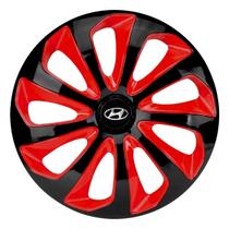 Calota esportiva velox 15 black red + emblema resinado hyundai