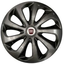 Calota esportiva velox 15 graphite black + emblema resinado fiat vermelho