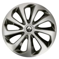 Calota esportiva velox 15 silver black + emblema resinado renault