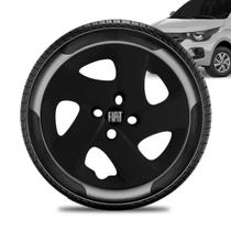 Calota Fiat Mobi Aro 14 Preta Fosca Emblema Preto