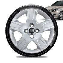 Calota Fiat Weekend Aro 14 Prata Emblema Preto