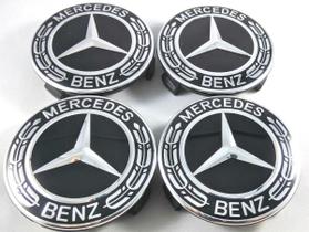 Calota Mercedes Benz AMG Full Black Preta 75mm 4 Peças