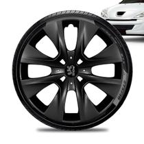 Calota Peugeot 207 Aro 14 Preta Brilhante Emblema Preto