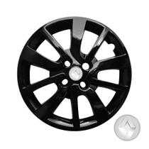 Calota Preta Aro 15 Renault Logan + Emblema Resinado Prata