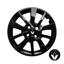 Calota Preta PB Aro 15 Renault Logan Emblema Resinado Preto