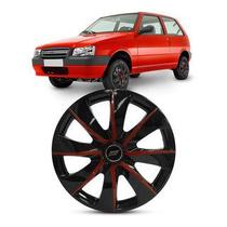 Calota Prime Black Red Esportiva Aro 13 Universal 4X100 4X108