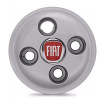 Calota Roda Ferro Fiat Fiorino Prata Emblema Vermelho
