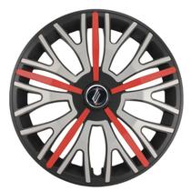 Calota Sportiva Modelo Triton Sport Aro 14 polegadas Black/Silver/Red Parafuso