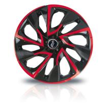 Calota Universal modelo Ds4 Aro 14" Black/Red Cup Parafuso - Elitte