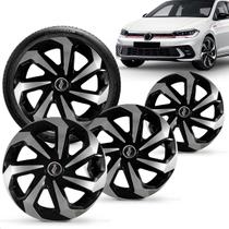 Calotas Aro 14 Spider Preto Prata Polo Track 2023 a 2025 Jogo com 4 Calotas Aro 14 Spider Preto Prata Polo Track 2023 a 2025 Jogo com 4