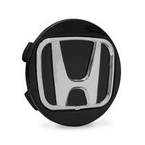 Calotinha 55mm Centro de Roda Esportiva KRMAI Honda Civic SI Preta Brilhante Emblema Cromado