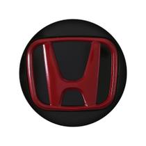 Calotinha 55mm Centro de Roda Esportiva KRMAI Honda Civic SI Preta Brilhante Emblema Vermelho