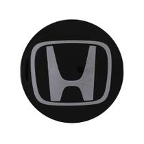 Calotinha 69mm Centro de Roda Honda HRV CRV Accord Preta Brilhante Emblema Prata