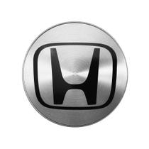 Calotinha 69mm Centro de Roda Honda New Civic Escovada Emblema Preto
