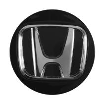 Calotinha 69mm Centro de Roda Honda New Civic Preta Emblema Cromado