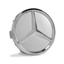 Calotinha Mercedes 75mm Prata Brilhante com Emblema Cromado Calotinha Mercedes 75mm Prata Brilhante com Emblema Cromado