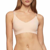 Calvin Klein Invisibles Comfort Lightly Lined Seamless Wireless Triangle Bralette Bralette Bralette Branet, Bare, Médio