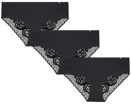 Calzoncillos Hipster Elegantes para Mujer Lucky Brand en Negro, Paquete de 3 Calzoncillos Hipster Elegantes para Mujer Lucky Brand en Negro, Paquete de 3