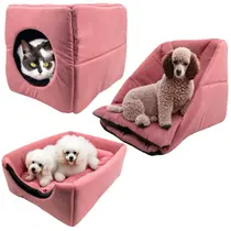 Cama 3em1 Suede Grande para Cachorro Gato Pet Cubo Toca Iglu - Supri Pets