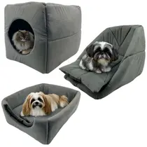 Cama 3em1 Suede Pequeno para Cachorro Gato Pet Cubo Toca Iglu - Supri Pets