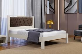 Cama Alaska Casal OffWhite com Tecido Suede Marrom