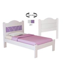 Cama Alice Solteiro 100% MDF Estrado Reforçado Pés 7,5x4,5cm Cor:Branco/Lilás