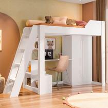 Cama Alta Beliche Office Infantil e Juvenil com Escrivaninha e Roupeiro Vivace