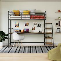 Cama Alta com Escrivaninha Multifuncional em Aço Carbono Tubular Teko Casatema MadeiraOriginals