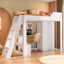 Cama Alta Com Escrivaninha Office E Roupeiro Vivace Branco